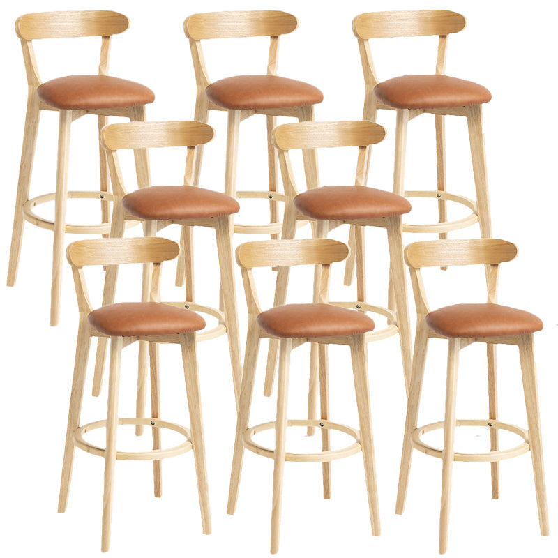 Scandinavian Rubberwood Home Stool Matte Finish Upholstered Bar Stools Light Brown 8 Piece Set Clearhalo 'Bar Furniture' 'Bar Stools' 'bar_stools' 'furn' 'furn_bar_stools' 'Furniture' 'furniture_bar_stools' 'Kitchen & Dining Furniture' 5006641