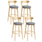 Scandinavian Rubberwood Home Stool Matte Finish Upholstered Bar Stools Dark Gray 4 Piece Set Clearhalo 'Bar Furniture' 'Bar Stools' 'bar_stools' 'furn' 'furn_bar_stools' 'Furniture' 'furniture_bar_stools' 'Kitchen & Dining Furniture' 5006643