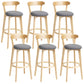 Scandinavian Rubberwood Home Stool Matte Finish Upholstered Bar Stools Dark Gray 6 Piece Set Clearhalo 'Bar Furniture' 'Bar Stools' 'bar_stools' 'furn' 'furn_bar_stools' 'Furniture' 'furniture_bar_stools' 'Kitchen & Dining Furniture' 5006644