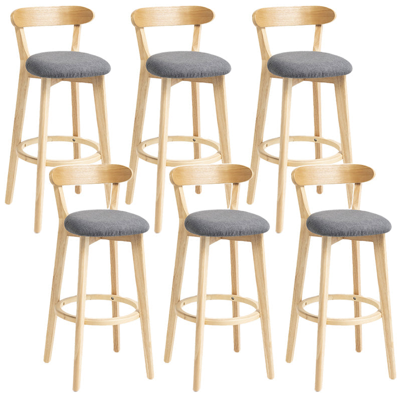 Scandinavian Rubberwood Home Stool Matte Finish Upholstered Bar Stools Dark Gray 6 Piece Set Clearhalo 'Bar Furniture' 'Bar Stools' 'bar_stools' 'furn' 'furn_bar_stools' 'Furniture' 'furniture_bar_stools' 'Kitchen & Dining Furniture' 5006644