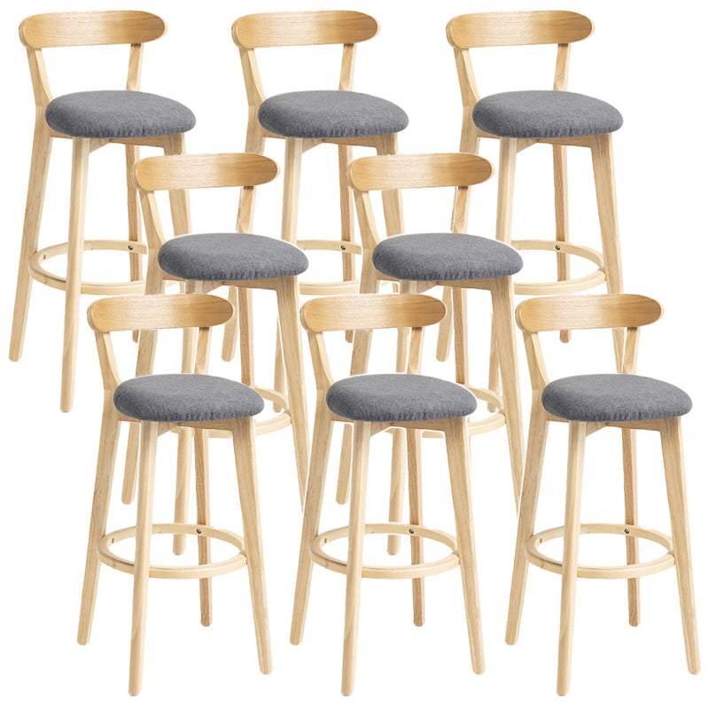 Scandinavian Rubberwood Home Stool Matte Finish Upholstered Bar Stools Dark Gray 8 Piece Set Clearhalo 'Bar Furniture' 'Bar Stools' 'bar_stools' 'furn' 'furn_bar_stools' 'Furniture' 'furniture_bar_stools' 'Kitchen & Dining Furniture' 5006645