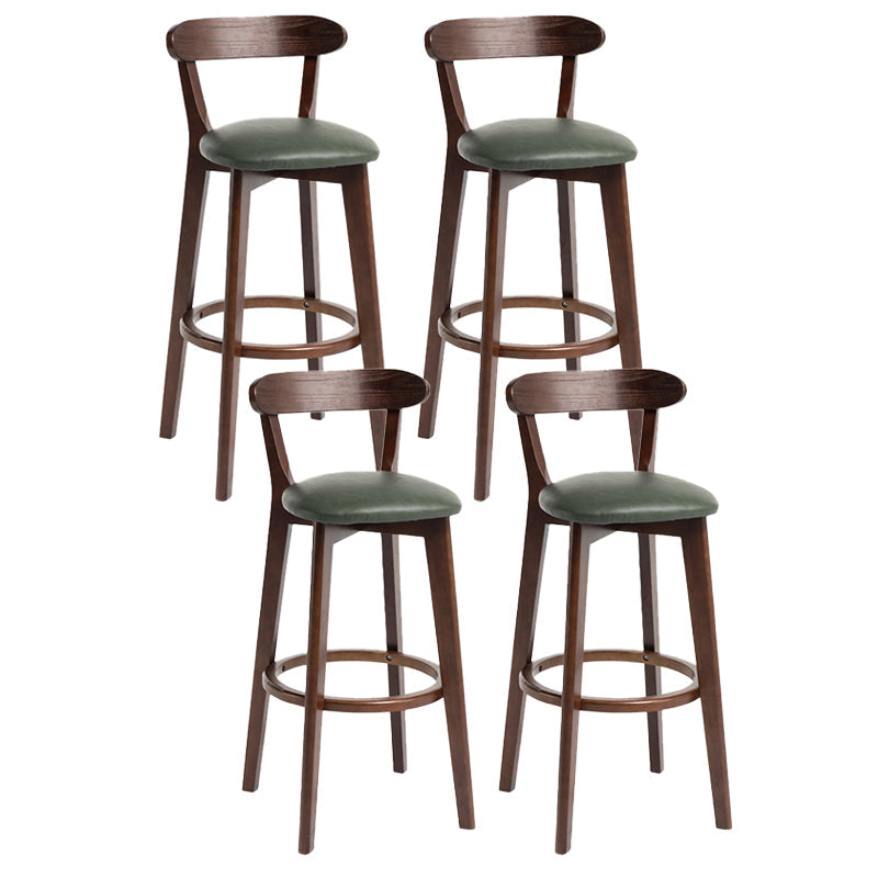 Scandinavian Rubberwood Home Stool Matte Finish Upholstered Bar Stools Blackish Green 4 Piece Set Clearhalo 'Bar Furniture' 'Bar Stools' 'bar_stools' 'furn' 'furn_bar_stools' 'Furniture' 'furniture_bar_stools' 'Kitchen & Dining Furniture' 5006647