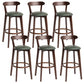 Scandinavian Rubberwood Home Stool Matte Finish Upholstered Bar Stools Blackish Green 6 Piece Set Clearhalo 'Bar Furniture' 'Bar Stools' 'bar_stools' 'furn' 'furn_bar_stools' 'Furniture' 'furniture_bar_stools' 'Kitchen & Dining Furniture' 5006648