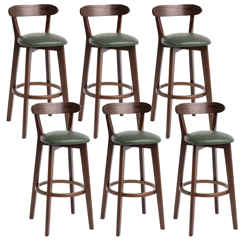 Scandinavian Rubberwood Home Stool Matte Finish Upholstered Bar Stools Blackish Green 6 Piece Set Clearhalo 'Bar Furniture' 'Bar Stools' 'bar_stools' 'furn' 'furn_bar_stools' 'Furniture' 'furniture_bar_stools' 'Kitchen & Dining Furniture' 5006648