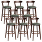 Scandinavian Rubberwood Home Stool Matte Finish Upholstered Bar Stools Blackish Green 8 Piece Set Clearhalo 'Bar Furniture' 'Bar Stools' 'bar_stools' 'furn' 'furn_bar_stools' 'Furniture' 'furniture_bar_stools' 'Kitchen & Dining Furniture' 5006649