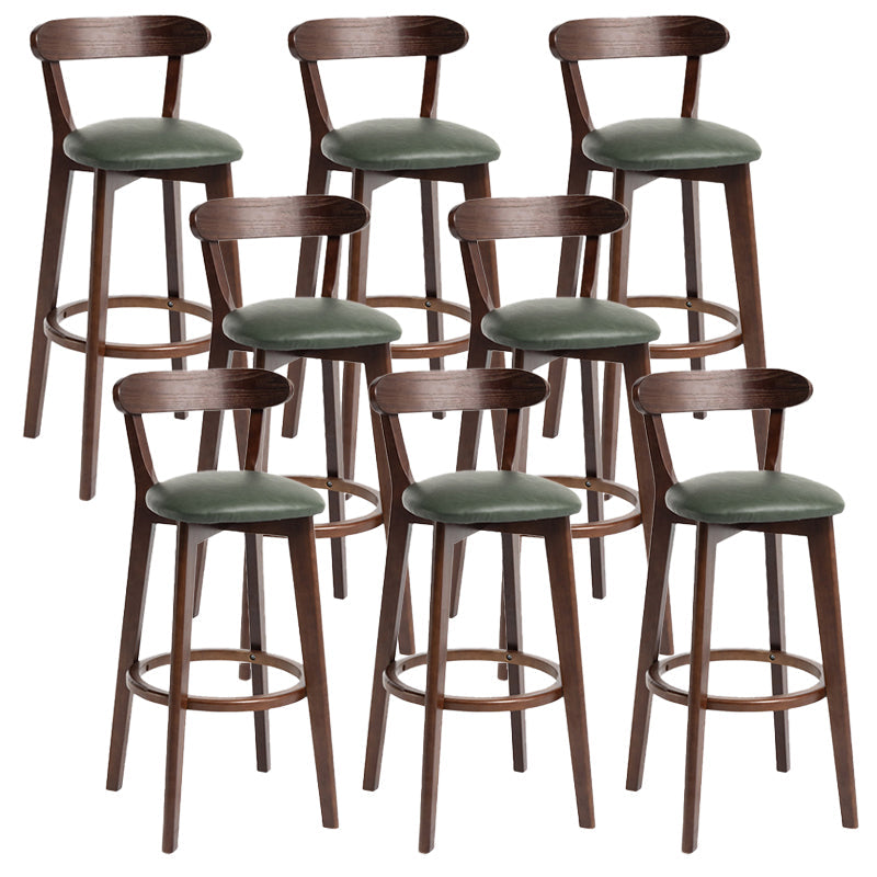 Scandinavian Rubberwood Home Stool Matte Finish Upholstered Bar Stools Blackish Green 8 Piece Set Clearhalo 'Bar Furniture' 'Bar Stools' 'bar_stools' 'furn' 'furn_bar_stools' 'Furniture' 'furniture_bar_stools' 'Kitchen & Dining Furniture' 5006649