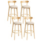 Scandinavian Rubberwood Home Stool Matte Finish Upholstered Bar Stools Khaki 4 Piece Set Clearhalo 'Bar Furniture' 'Bar Stools' 'bar_stools' 'furn' 'furn_bar_stools' 'Furniture' 'furniture_bar_stools' 'Kitchen & Dining Furniture' 5006655