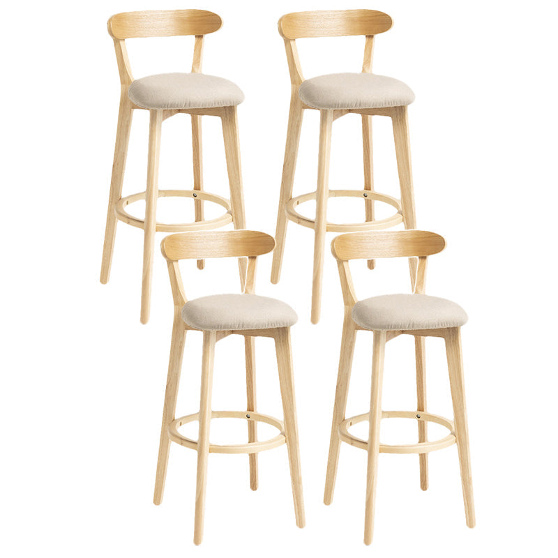 Scandinavian Rubberwood Home Stool Matte Finish Upholstered Bar Stools Khaki 4 Piece Set Clearhalo 'Bar Furniture' 'Bar Stools' 'bar_stools' 'furn' 'furn_bar_stools' 'Furniture' 'furniture_bar_stools' 'Kitchen & Dining Furniture' 5006655
