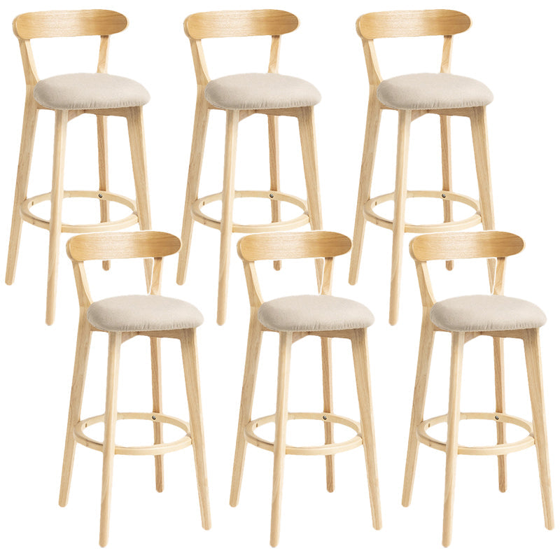 Scandinavian Rubberwood Home Stool Matte Finish Upholstered Bar Stools Khaki 6 Piece Set Clearhalo 'Bar Furniture' 'Bar Stools' 'bar_stools' 'furn' 'furn_bar_stools' 'Furniture' 'furniture_bar_stools' 'Kitchen & Dining Furniture' 5006656