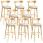 Scandinavian Rubberwood Home Stool Matte Finish Upholstered Bar Stools Khaki 8 Piece Set Clearhalo 'Bar Furniture' 'Bar Stools' 'bar_stools' 'furn' 'furn_bar_stools' 'Furniture' 'furniture_bar_stools' 'Kitchen & Dining Furniture' 5006657
