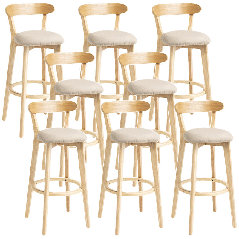 Scandinavian Rubberwood Home Stool Matte Finish Upholstered Bar Stools Khaki 8 Piece Set Clearhalo 'Bar Furniture' 'Bar Stools' 'bar_stools' 'furn' 'furn_bar_stools' 'Furniture' 'furniture_bar_stools' 'Kitchen & Dining Furniture' 5006657
