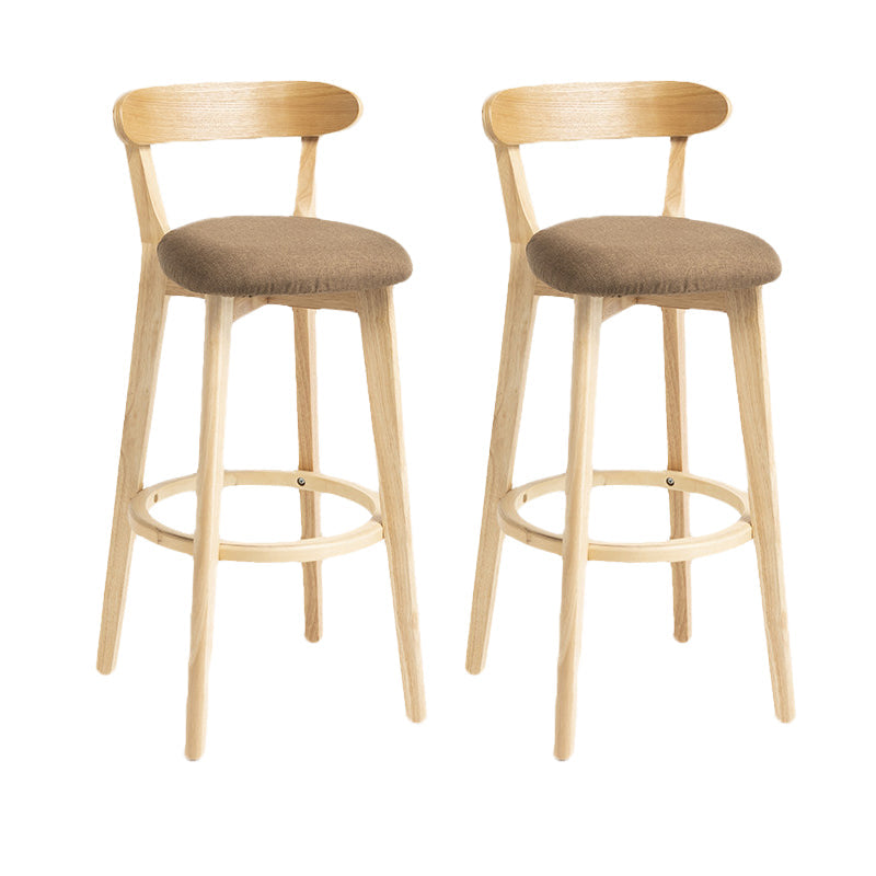 Scandinavian Rubberwood Home Stool Matte Finish Upholstered Bar Stools Brown 2 Piece Set Clearhalo 'Bar Furniture' 'Bar Stools' 'bar_stools' 'furn' 'furn_bar_stools' 'Furniture' 'furniture_bar_stools' 'Kitchen & Dining Furniture' 5006658