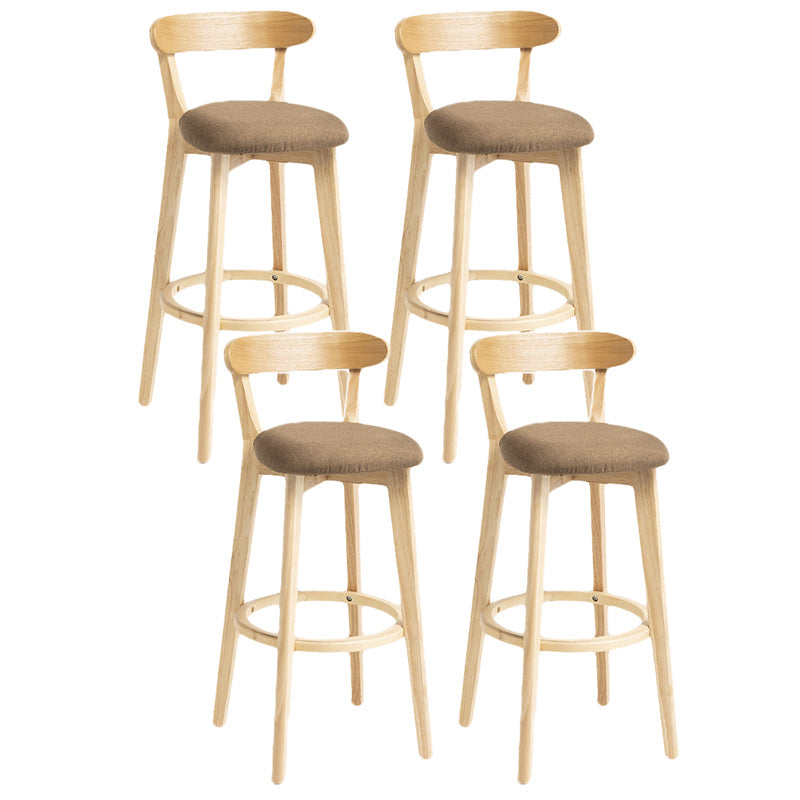 Scandinavian Rubberwood Home Stool Matte Finish Upholstered Bar Stools Brown 4 Piece Set Clearhalo 'Bar Furniture' 'Bar Stools' 'bar_stools' 'furn' 'furn_bar_stools' 'Furniture' 'furniture_bar_stools' 'Kitchen & Dining Furniture' 5006659