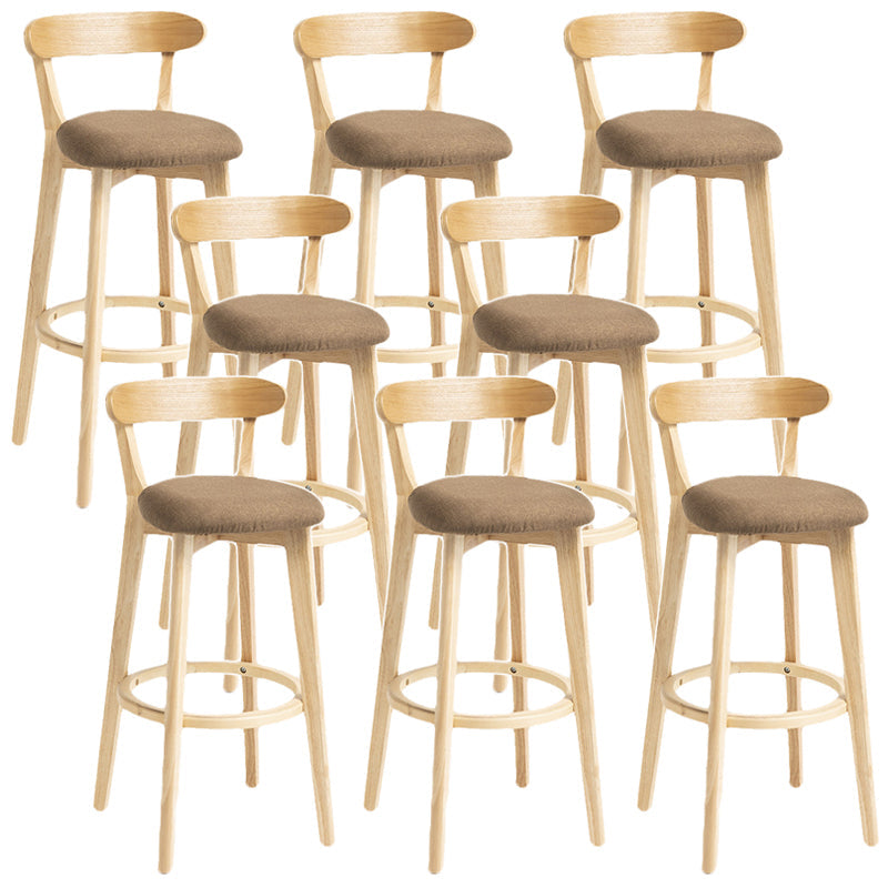 Scandinavian Rubberwood Home Stool Matte Finish Upholstered Bar Stools Brown 8 Piece Set Clearhalo 'Bar Furniture' 'Bar Stools' 'bar_stools' 'furn' 'furn_bar_stools' 'Furniture' 'furniture_bar_stools' 'Kitchen & Dining Furniture' 5006661