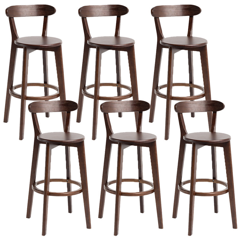 Scandinavian Rubberwood Home Stool Matte Finish Upholstered Bar Stools Walnut 6 Piece Set Clearhalo 'Bar Furniture' 'Bar Stools' 'bar_stools' 'furn' 'furn_bar_stools' 'Furniture' 'furniture_bar_stools' 'Kitchen & Dining Furniture' 5006664