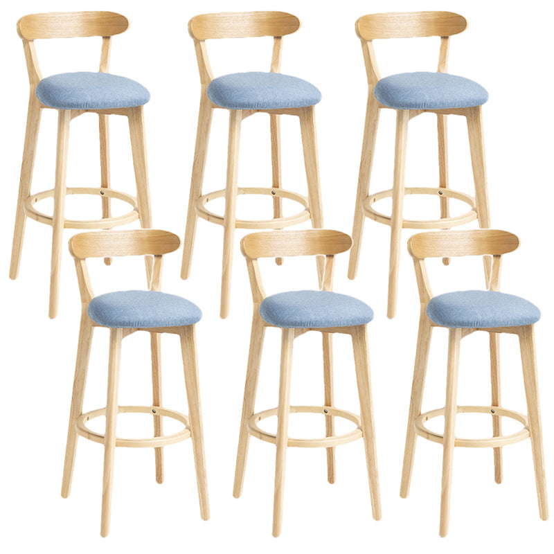 Scandinavian Rubberwood Home Stool Matte Finish Upholstered Bar Stools Blue 6 Piece Set Clearhalo 'Bar Furniture' 'Bar Stools' 'bar_stools' 'furn' 'furn_bar_stools' 'Furniture' 'furniture_bar_stools' 'Kitchen & Dining Furniture' 5006668