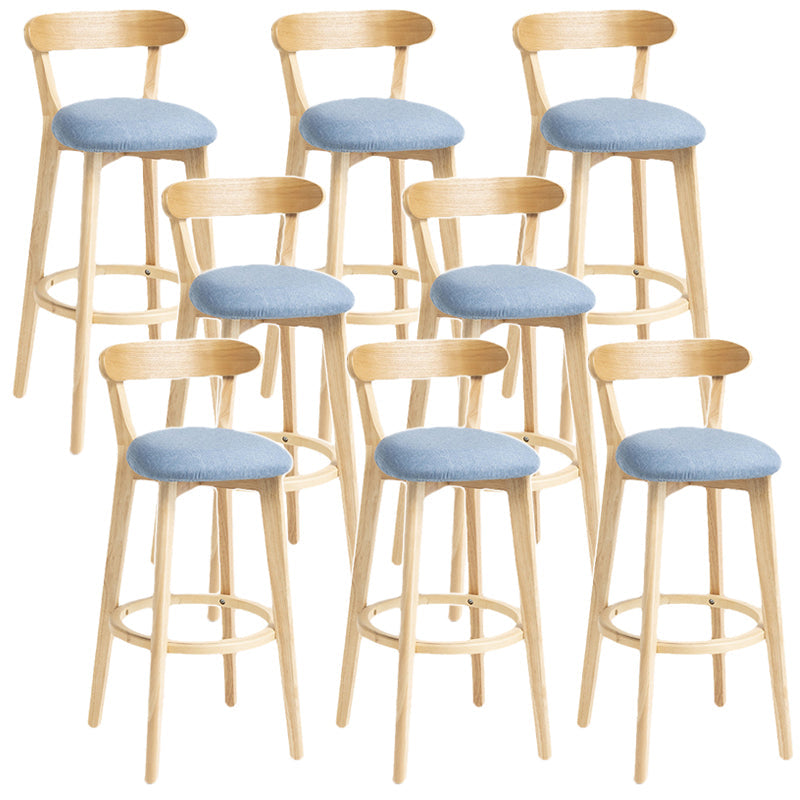 Scandinavian Rubberwood Home Stool Matte Finish Upholstered Bar Stools Blue 8 Piece Set Clearhalo 'Bar Furniture' 'Bar Stools' 'bar_stools' 'furn' 'furn_bar_stools' 'Furniture' 'furniture_bar_stools' 'Kitchen & Dining Furniture' 5006669