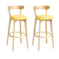 Scandinavian Rubberwood Home Stool Matte Finish Upholstered Bar Stools Yellow 2 Piece Set Clearhalo 'Bar Furniture' 'Bar Stools' 'bar_stools' 'furn' 'furn_bar_stools' 'Furniture' 'furniture_bar_stools' 'Kitchen & Dining Furniture' 5006670
