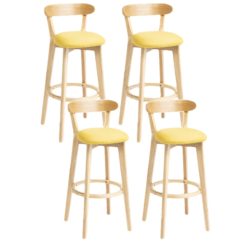 Scandinavian Rubberwood Home Stool Matte Finish Upholstered Bar Stools Yellow 4 Piece Set Clearhalo 'Bar Furniture' 'Bar Stools' 'bar_stools' 'furn' 'furn_bar_stools' 'Furniture' 'furniture_bar_stools' 'Kitchen & Dining Furniture' 5006671