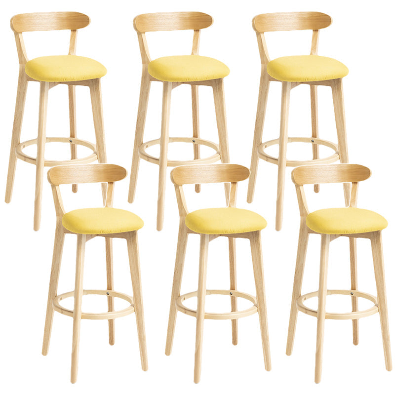 Scandinavian Rubberwood Home Stool Matte Finish Upholstered Bar Stools Yellow 6 Piece Set Clearhalo 'Bar Furniture' 'Bar Stools' 'bar_stools' 'furn' 'furn_bar_stools' 'Furniture' 'furniture_bar_stools' 'Kitchen & Dining Furniture' 5006672