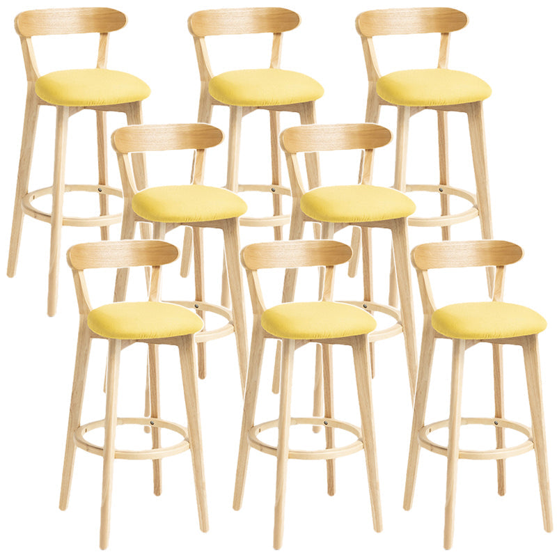 Scandinavian Rubberwood Home Stool Matte Finish Upholstered Bar Stools Yellow 8 Piece Set Clearhalo 'Bar Furniture' 'Bar Stools' 'bar_stools' 'furn' 'furn_bar_stools' 'Furniture' 'furniture_bar_stools' 'Kitchen & Dining Furniture' 5006673