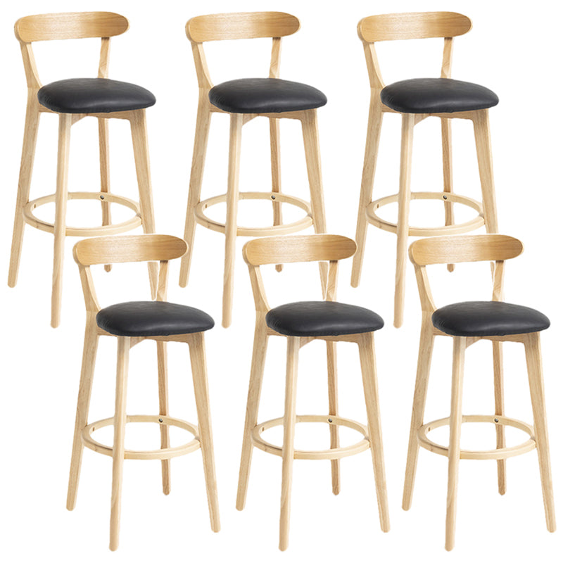Scandinavian Rubberwood Home Stool Matte Finish Upholstered Bar Stools Black 6 Piece Set Clearhalo 'Bar Furniture' 'Bar Stools' 'bar_stools' 'furn' 'furn_bar_stools' 'Furniture' 'furniture_bar_stools' 'Kitchen & Dining Furniture' 5006676