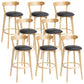 Scandinavian Rubberwood Home Stool Matte Finish Upholstered Bar Stools Black 8 Piece Set Clearhalo 'Bar Furniture' 'Bar Stools' 'bar_stools' 'furn' 'furn_bar_stools' 'Furniture' 'furniture_bar_stools' 'Kitchen & Dining Furniture' 5006677