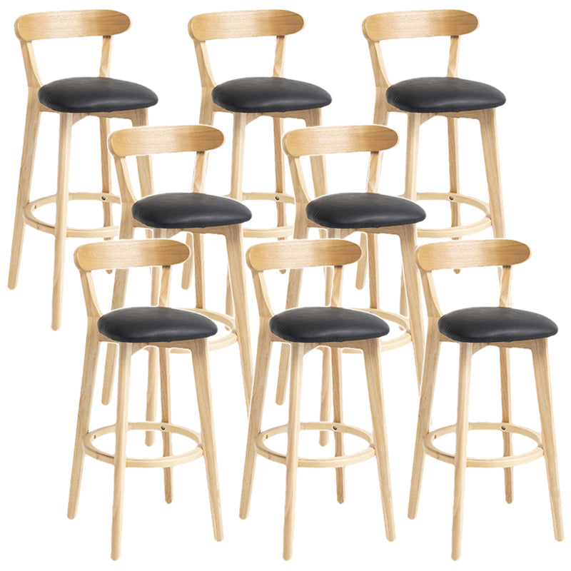 Scandinavian Rubberwood Home Stool Matte Finish Upholstered Bar Stools Black 8 Piece Set Clearhalo 'Bar Furniture' 'Bar Stools' 'bar_stools' 'furn' 'furn_bar_stools' 'Furniture' 'furniture_bar_stools' 'Kitchen & Dining Furniture' 5006677