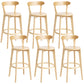 Scandinavian Rubberwood Home Stool Matte Finish Upholstered Bar Stools Wood 6 Piece Set Clearhalo 'Bar Furniture' 'Bar Stools' 'bar_stools' 'furn' 'furn_bar_stools' 'Furniture' 'furniture_bar_stools' 'Kitchen & Dining Furniture' 5006680