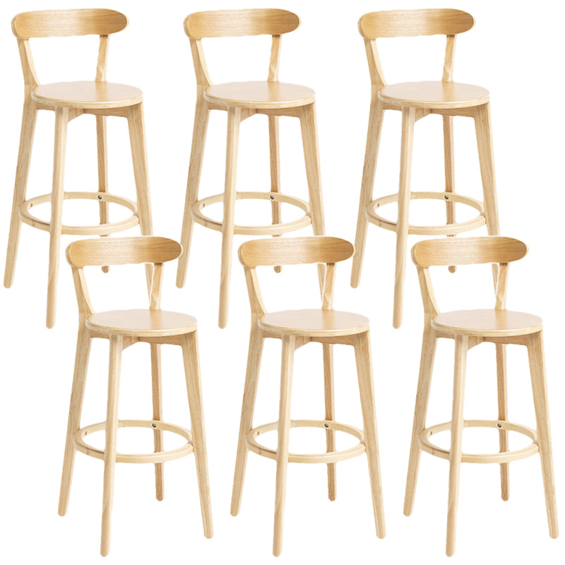 Scandinavian Rubberwood Home Stool Matte Finish Upholstered Bar Stools Wood 6 Piece Set Clearhalo 'Bar Furniture' 'Bar Stools' 'bar_stools' 'furn' 'furn_bar_stools' 'Furniture' 'furniture_bar_stools' 'Kitchen & Dining Furniture' 5006680