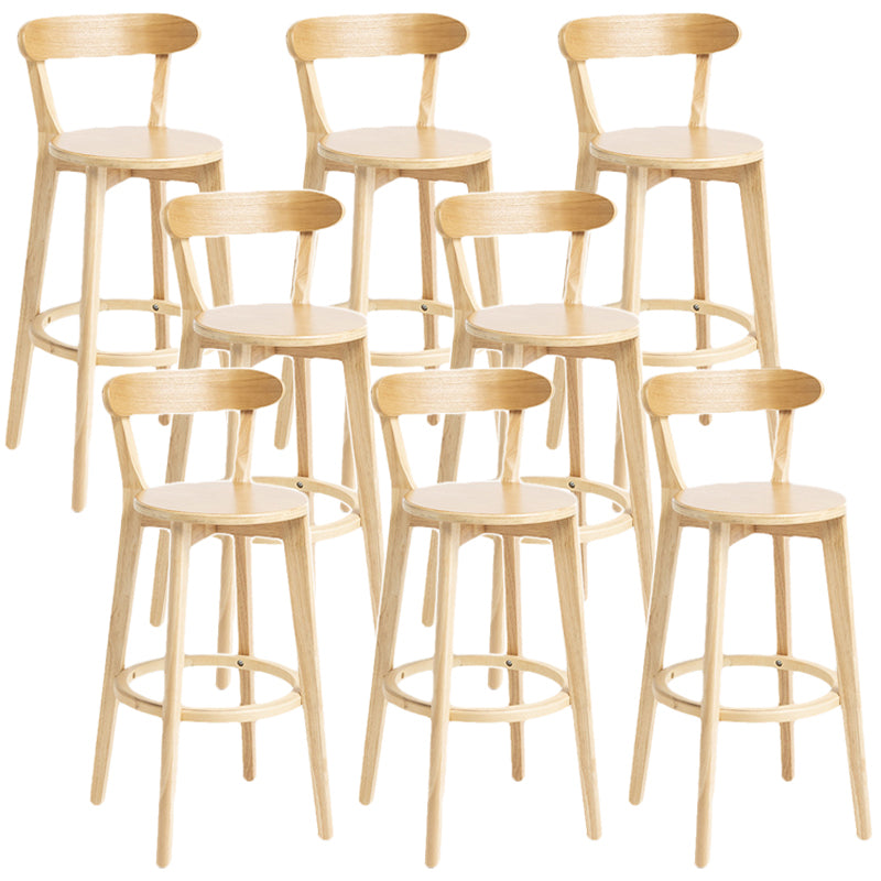 Scandinavian Rubberwood Home Stool Matte Finish Upholstered Bar Stools Wood 8 Piece Set Clearhalo 'Bar Furniture' 'Bar Stools' 'bar_stools' 'furn' 'furn_bar_stools' 'Furniture' 'furniture_bar_stools' 'Kitchen & Dining Furniture' 5006681