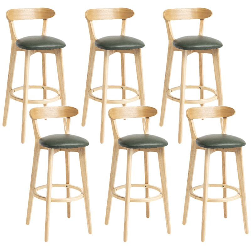 Scandinavian Rubberwood Home Stool Matte Finish Upholstered Bar Stools Dark Green 6 Piece Set Clearhalo 'Bar Furniture' 'Bar Stools' 'bar_stools' 'furn' 'furn_bar_stools' 'Furniture' 'furniture_bar_stools' 'Kitchen & Dining Furniture' 5006688