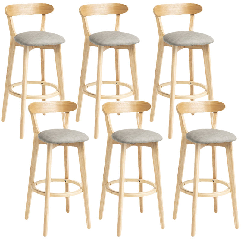 Scandinavian Rubberwood Home Stool Matte Finish Upholstered Bar Stools Grey 6 Piece Set Clearhalo 'Bar Furniture' 'Bar Stools' 'bar_stools' 'furn' 'furn_bar_stools' 'Furniture' 'furniture_bar_stools' 'Kitchen & Dining Furniture' 5006692