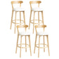 Scandinavian Rubberwood Home Stool Matte Finish Upholstered Bar Stools Off-White 4 Piece Set Clearhalo 'Bar Furniture' 'Bar Stools' 'bar_stools' 'furn' 'furn_bar_stools' 'Furniture' 'furniture_bar_stools' 'Kitchen & Dining Furniture' 5006695