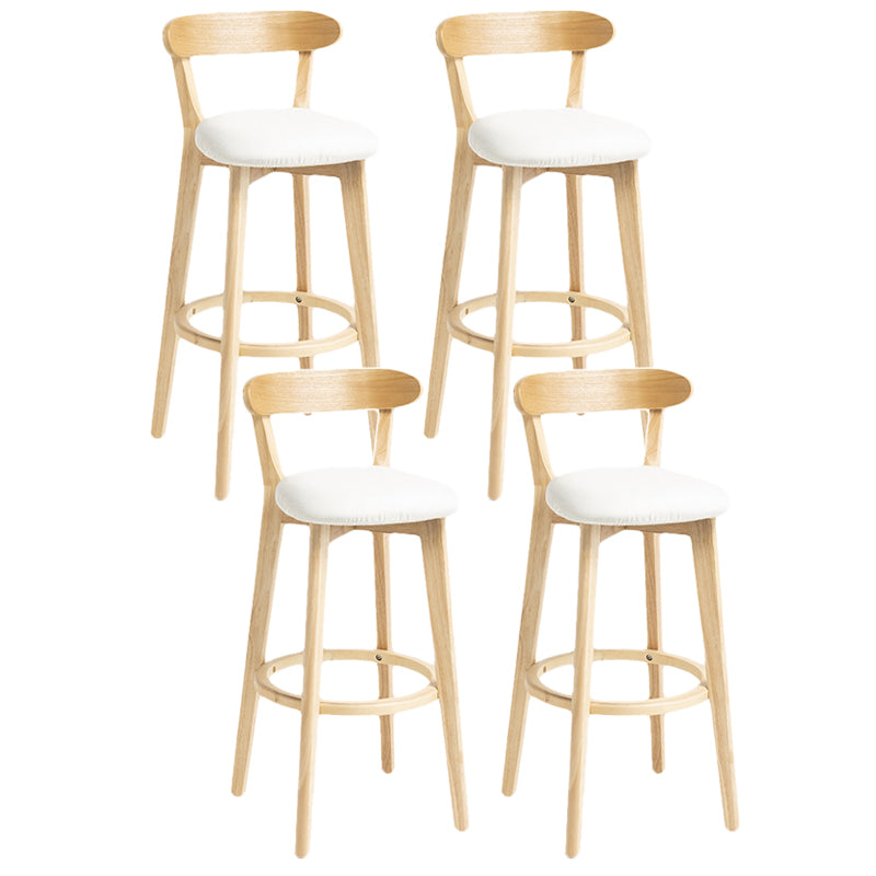 Scandinavian Rubberwood Home Stool Matte Finish Upholstered Bar Stools Off-White 4 Piece Set Clearhalo 'Bar Furniture' 'Bar Stools' 'bar_stools' 'furn' 'furn_bar_stools' 'Furniture' 'furniture_bar_stools' 'Kitchen & Dining Furniture' 5006695