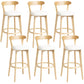 Scandinavian Rubberwood Home Stool Matte Finish Upholstered Bar Stools Off-White 6 Piece Set Clearhalo 'Bar Furniture' 'Bar Stools' 'bar_stools' 'furn' 'furn_bar_stools' 'Furniture' 'furniture_bar_stools' 'Kitchen & Dining Furniture' 5006696