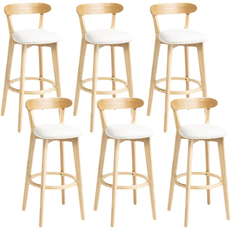 Scandinavian Rubberwood Home Stool Matte Finish Upholstered Bar Stools Off-White 6 Piece Set Clearhalo 'Bar Furniture' 'Bar Stools' 'bar_stools' 'furn' 'furn_bar_stools' 'Furniture' 'furniture_bar_stools' 'Kitchen & Dining Furniture' 5006696