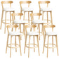 Scandinavian Rubberwood Home Stool Matte Finish Upholstered Bar Stools Off-White 8 Piece Set Clearhalo 'Bar Furniture' 'Bar Stools' 'bar_stools' 'furn' 'furn_bar_stools' 'Furniture' 'furniture_bar_stools' 'Kitchen & Dining Furniture' 5006697