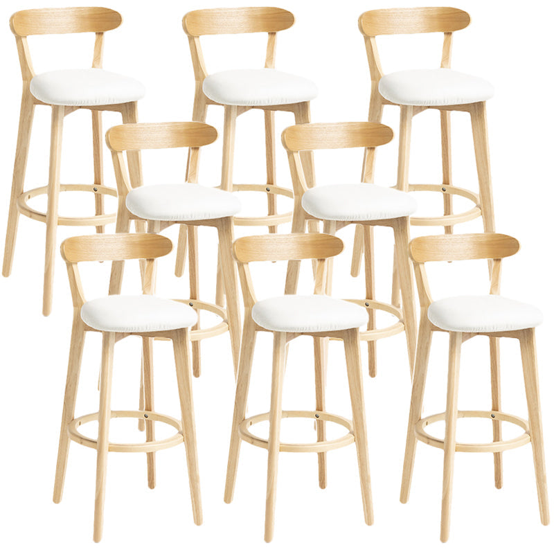 Scandinavian Rubberwood Home Stool Matte Finish Upholstered Bar Stools Off-White 8 Piece Set Clearhalo 'Bar Furniture' 'Bar Stools' 'bar_stools' 'furn' 'furn_bar_stools' 'Furniture' 'furniture_bar_stools' 'Kitchen & Dining Furniture' 5006697