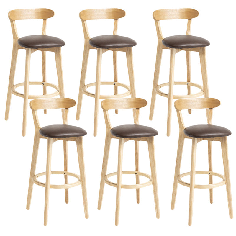 Scandinavian Rubberwood Home Stool Matte Finish Upholstered Bar Stools Coffee 6 Piece Set Clearhalo 'Bar Furniture' 'Bar Stools' 'bar_stools' 'furn' 'furn_bar_stools' 'Furniture' 'furniture_bar_stools' 'Kitchen & Dining Furniture' 5006700