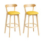 Scandinavian Rubberwood Home Stool Matte Finish Upholstered Bar Stools Light Yellow 2 Piece Set Clearhalo 'Bar Furniture' 'Bar Stools' 'bar_stools' 'furn' 'furn_bar_stools' 'Furniture' 'furniture_bar_stools' 'Kitchen & Dining Furniture' 5006702