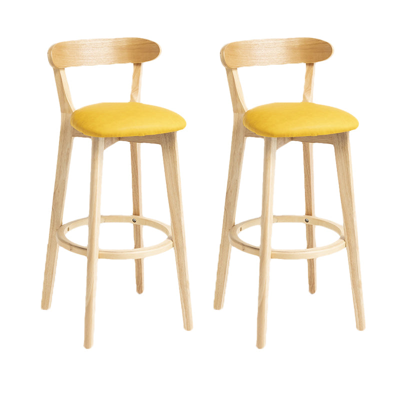 Scandinavian Rubberwood Home Stool Matte Finish Upholstered Bar Stools Light Yellow 2 Piece Set Clearhalo 'Bar Furniture' 'Bar Stools' 'bar_stools' 'furn' 'furn_bar_stools' 'Furniture' 'furniture_bar_stools' 'Kitchen & Dining Furniture' 5006702