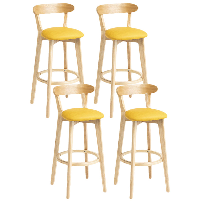 Scandinavian Rubberwood Home Stool Matte Finish Upholstered Bar Stools Light Yellow 4 Piece Set Clearhalo 'Bar Furniture' 'Bar Stools' 'bar_stools' 'furn' 'furn_bar_stools' 'Furniture' 'furniture_bar_stools' 'Kitchen & Dining Furniture' 5006703