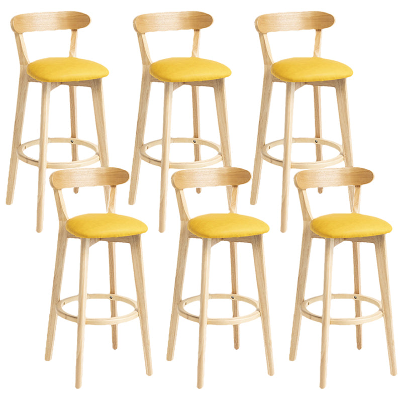 Scandinavian Rubberwood Home Stool Matte Finish Upholstered Bar Stools Light Yellow 6 Piece Set Clearhalo 'Bar Furniture' 'Bar Stools' 'bar_stools' 'furn' 'furn_bar_stools' 'Furniture' 'furniture_bar_stools' 'Kitchen & Dining Furniture' 5006704