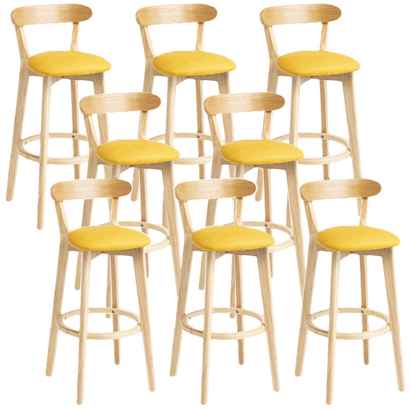Scandinavian Rubberwood Home Stool Matte Finish Upholstered Bar Stools Light Yellow 8 Piece Set Clearhalo 'Bar Furniture' 'Bar Stools' 'bar_stools' 'furn' 'furn_bar_stools' 'Furniture' 'furniture_bar_stools' 'Kitchen & Dining Furniture' 5006705