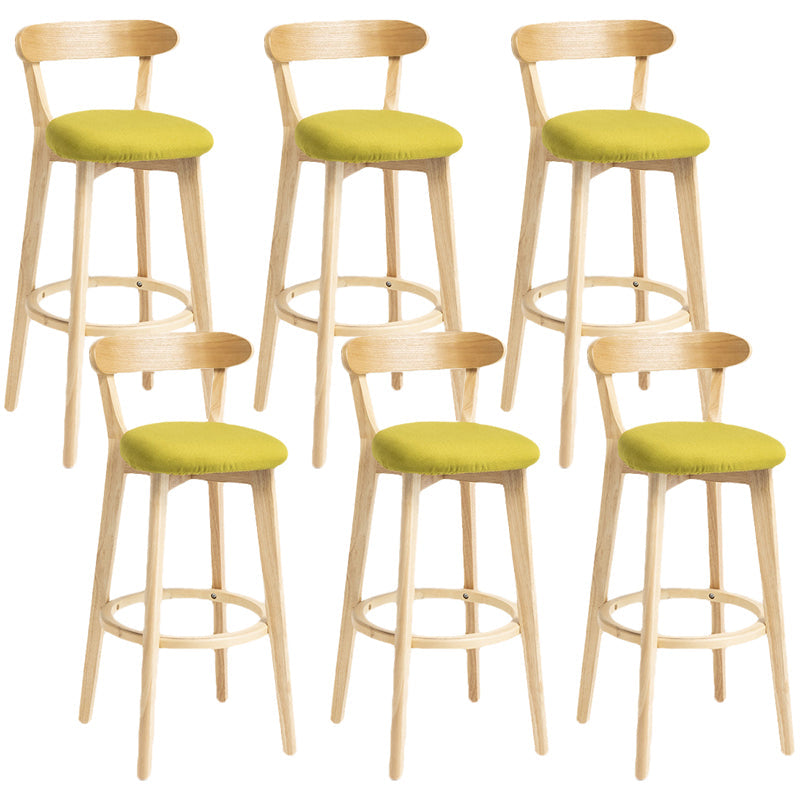 Scandinavian Rubberwood Home Stool Matte Finish Upholstered Bar Stools Green 6 Piece Set Clearhalo 'Bar Furniture' 'Bar Stools' 'bar_stools' 'furn' 'furn_bar_stools' 'Furniture' 'furniture_bar_stools' 'Kitchen & Dining Furniture' 5006708
