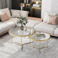 Pedestal Base Iron Coffee Table Included Round 2 Nesting Cocktail Table in Clear Gold Clear Clearhalo 'Coffee & Accent Tables' 'Coffee Tables' 'coffee_tables' 'furn' 'furn_coffee_tables' 'Furniture' 'furniture_coffee_tables' 'Living Room Furniture' 5006718