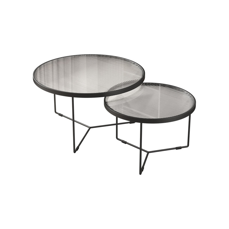 Pedestal Base Iron Coffee Table Included Round 2 Nesting Cocktail Table in Clear Clearhalo 'Coffee & Accent Tables' 'Coffee Tables' 'coffee_tables' 'furn' 'furn_coffee_tables' 'Furniture' 'furniture_coffee_tables' 'Living Room Furniture' 5006721