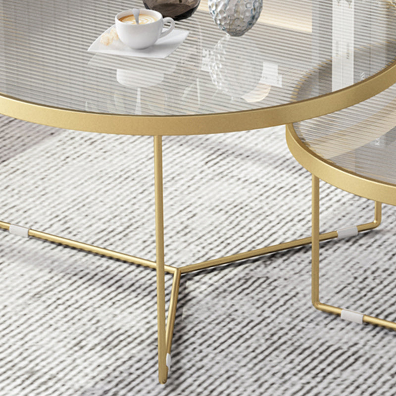 Pedestal Base Iron Coffee Table Included Round 2 Nesting Cocktail Table in Clear Clearhalo 'Coffee & Accent Tables' 'Coffee Tables' 'coffee_tables' 'furn' 'furn_coffee_tables' 'Furniture' 'furniture_coffee_tables' 'Living Room Furniture' 5006723