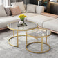 Pedestal Base Iron Coffee Table Included Round 2 Nesting Cocktail Table in Clear Clearhalo 'Coffee & Accent Tables' 'Coffee Tables' 'coffee_tables' 'furn' 'furn_coffee_tables' 'Furniture' 'furniture_coffee_tables' 'Living Room Furniture' 5006727